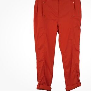Chico's Red Cropped Roll-Cuff Pants
